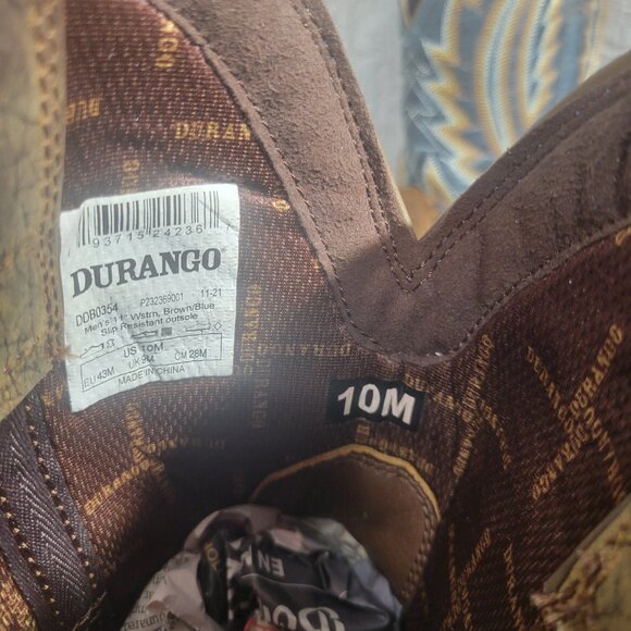 Durango Westward Men's Size 10M US Brown Blue Leather Western Boots DDB0354 - Picture 11 of 12